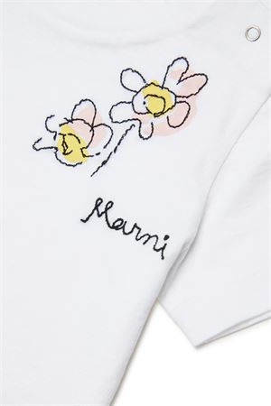 T-shirt con logo e ricamo floreale MARNI KIDS | M01624M00SG0M100